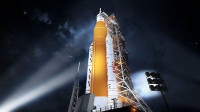 Nasa's new rocket, the Space Launch System, that could be used to send astronauts to the Moon on the Artemis mission. AFP