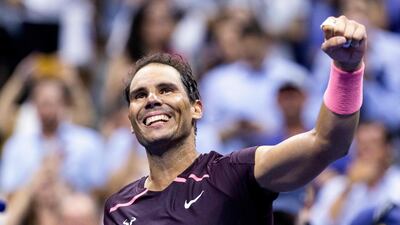 Spain's Rafael Nadal celebrates his win over Australia's Rinky Hijikata during their 2022 US Open first round match. AFP