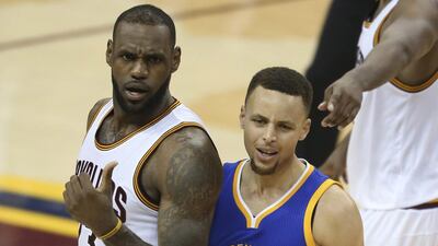 LeBron James of the Cleveland Cavaliers and Stephen Curry of the Golden State Warriors shown during Game 6 of the NBA Finals on Thursday night. Ron Schwane / AP Photo / June 16, 2016