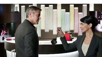 A scene from the Nespresso commercial starring George Clooney and Nazanin Boniadi. Courtesy Nespresso / YouTube