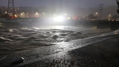 The Los Angeles River rages. Reuters
