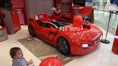The BiTurbo bedroom set is displayed in the window of the Çilek designer furniture store at Mirdif City Centre in Dubai.