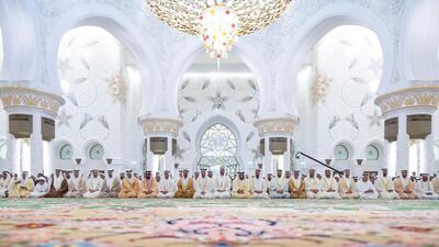 Sheikh Mohammed bin Zayed leads Eid Al Adha prayers at the Sheikh Zayed Grand Mosque. Ryan Carter / Crown Prince Court - Abu Dhabi
