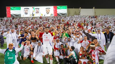 Sharjah players after qualifying for the AFC Champions League Two final. Photo: Sharjah FC via X