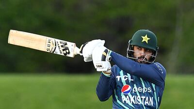 Pakistan's Mohammad Nawaz secured victory for Pakistan at the Hagley Oval in Christchurch. AFP