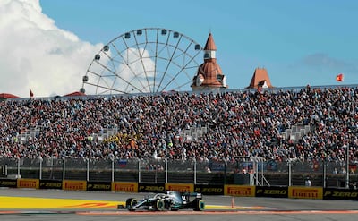 Mercedes driver Lewis Hamilton on his way to victory on Sunday. AFP