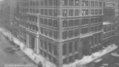 Reaching for the skies using modern architectural structures began in 1885 with the Home Insurance Building, which stood at the corner of Adams and LaSalle Streets in Chicago. Designed by William Le Baron Jenney, this was the first tall habitable building constructed with a steel frame, and it positively loomed above the city centre. Getty