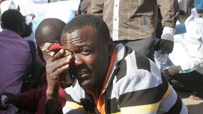 A protester cleans his eyes after police fired teargas during a protest by workers of Kaduna electricity distribution company against what they say is unpaid salaries, in Kaduna, Nigeria. Reuters / Stringer