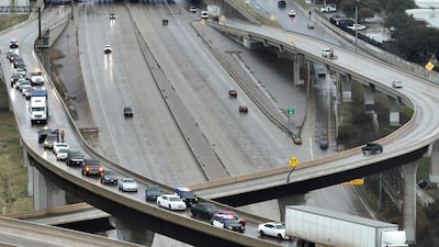 Motorists are stuck on an icy flyover in Austin, Texas, during the storm on Tuesday. Austin American-Statesman / AP