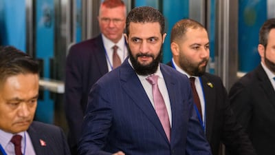 President of Syria Ahmad Al Shara at the UN General Assembly in New York. Getty Images / AFP