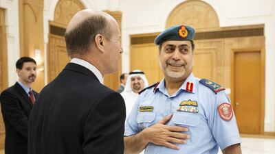 Major General Abdullah Al Hashimi, the Ministry of Defence’s executive director of strategic analysis, announces the upcoming Dubai International Air Chief’s Conference, which will focus on how air forces must evolve to meet battlefield changes. Christopher Pike / The National