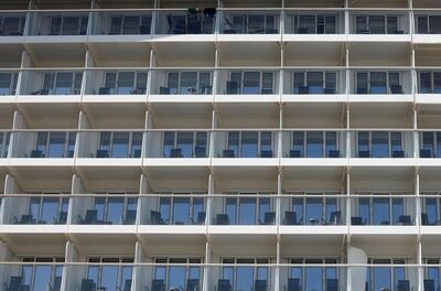 The balconies of the Royal Caribbean's 'Quantum of the Seas' cruise ship, docked at Marina Bay Cruise Centre after returning early. Reuters
