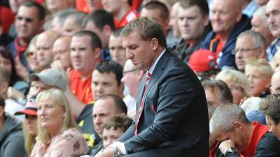 Liverpool's manager Brendan Rodgers shows his unhappiness as his side are defeated by Arsenal. Peter Powell/EPA