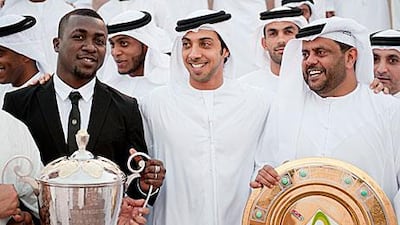 Sheikh Mansour bin Zayed, centre, the chairman of Al Jazira, finds himself without a chief executive at the Mohammed bin Zayed Stadium following Phil Anderton’s resignation.