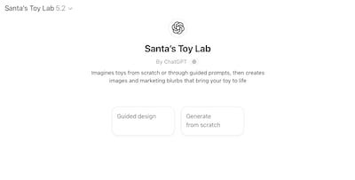 OpenAI's new tools linked on Norad's Santa-tracking website allow for parents to help their kids imagine toys from scratch. Photo: OpenAI