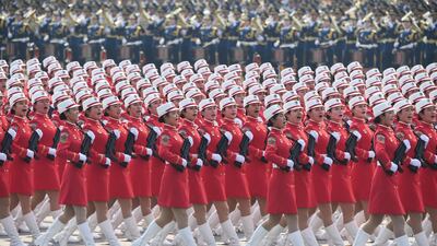 Chinese troops march. AFP