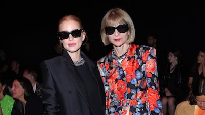 Jessica Chastain and Anna Wintour at Gucci. Getty Images