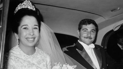 1970: Princess Basma of Jordan with Timoor Daghistani after their wedding ceremony on April 2.
