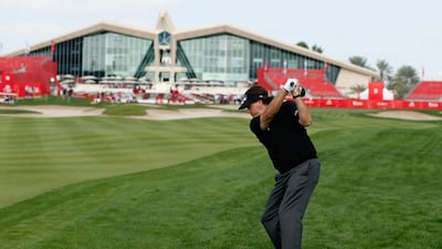Phil Mickelson hits a shot during the pro-am on Wednesday at the Abu Dhabi Golf Club prior to the start of the Abu Dhabi HSBC Golf Championship. Scott Halleran / Getty Images