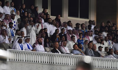 New Saudi Arabia manager Roberto Mancini attends the Al Hilal v Al Ettifaq match. EPA