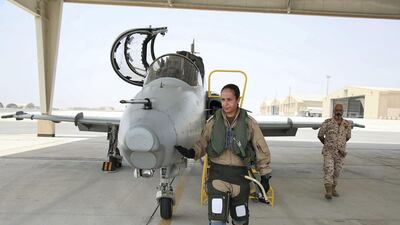 Sheikha Aisha bint Rashid Al Khalifa took off from Sheikh Isa Air Base on hour-long flight demonstrating her skills piloting a BAE Hawk. Bahrain News Agency