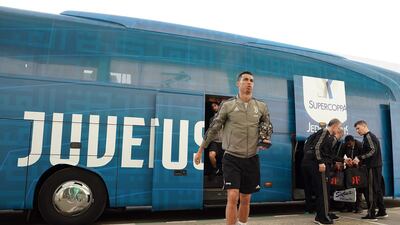 Cristiano Ronaldo arrives for a training session in Jeddah. Getty Images