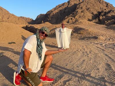 Nasrin Rooshan in the desert.