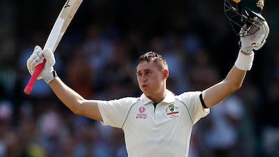 Marnus Labuschagne celebrates after reaching his century. Getty