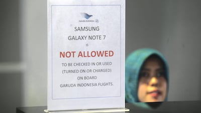Samsung Galaxy Note 7 smartphones sparked airline bans in 2016. Getty