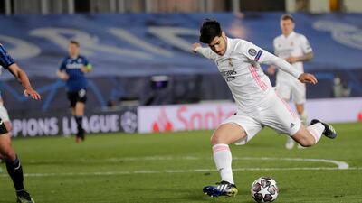 Marco Asensio scores Real's third. AP
