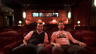 Director Atef Ben Bouzid, left, with the film’s editor and co-producer Sebastian Leitner. Photo by Dirk Eichler