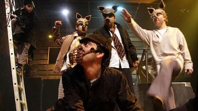 The young actors of Jenin's Freedom Theatre in a scene from the controversial Animal Farm.