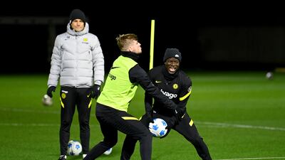Timo Werner and N'Golo Kante prepare for the Tottenham clash.