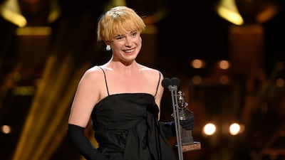 Jessie Buckley accepts the award for Best Actress in a Musical for "Cabaret". Getty Images