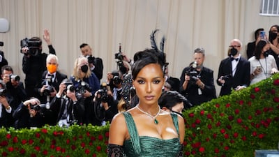 Jasmine Tookes in Zuhair Murad at the 2022 Met Gala. FilmMagic