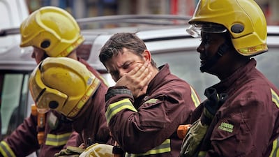 Firefighters outside King's Cross station