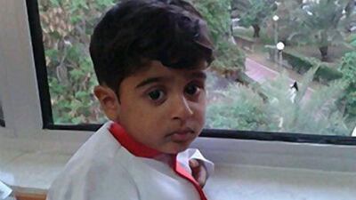 Khalifa Al Zayoudi, a month short of his third birthday, will be taken to The Portland Hospital, a specialist children's hospital, after the Ruler's Court provided finance and assistance. Courtesy of Al Zayoudi family