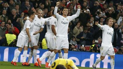 Real Madrid forward Cristiano Ronaldo celebrates his opening goal. Kiko Huesca / EPA
