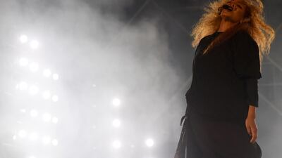 US singer Janet Jackson performs on stage during the Jeddah World Festival in Saudi Arabia / AFP / AMER HILABI