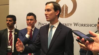 Jared Kushner, President Donald Trump's son-in-law and adviser, speaks at the US-sponsored "Peace to Prosperity Workshop" in Bahrain. AFP
