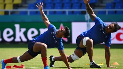 Samoa's Michael Alaalatoa, left, and Filo Paulo. AFP