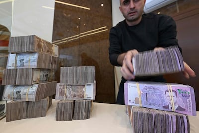 A money-exchange shop in Damascus in April. AFP