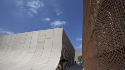The exterior of Warehouse 421, which opens next week in Mina Zayed, Abu Dhabi. The buildings are clad in corrosion-resistant CorTen steel. Mona Al Marzooqi / The National