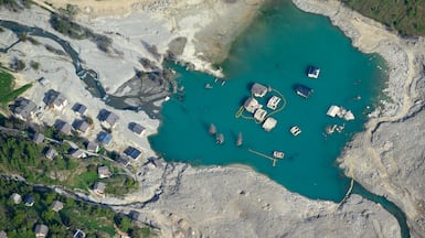 The landslide and debris field caused by the collapse of the Birch Glacier, which unleashed tonnes of rock and ice into the Loetschental valley, pictured on May 21, 2026, one year after it destroyed the village of Blatten in the canton of Valais in Switzerland. The debris blocked the Lonza River, forming a lake and raising flooding concerns. EPA
