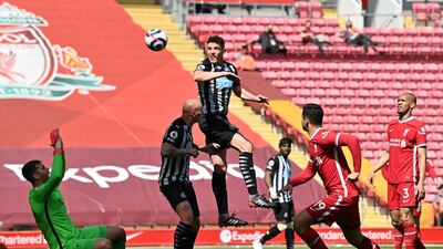 Ciaran Clark heads home for Newcastle United but the goal is disallowed for offside. Getty