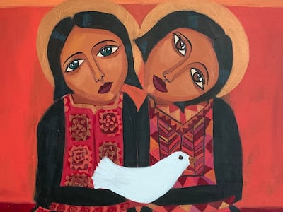 'Two Gazan Girls Dreaming of Peace' (2020), by Mattar. Courtesy Malak Mattar