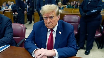 Donald Trump attends his New York trial on April 23. AP