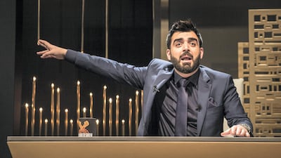 Iraqi comedian and television host Ahmed Albasheer skewers political candidates on his weekly satire show. Sebastian Castelier for The National