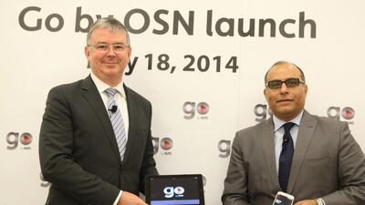 David Butorac, OSN CEO, left, and Emad Morcos, SVP of Business Development & Digital, OSN launch Go by OSN. Courtesy OSN