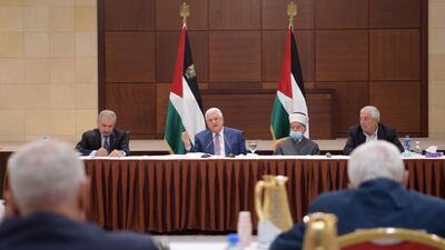 Palestinian president Mahmoud Abbas announced the postponement of legislative elections during a meeting in Ramallah, in the occupied West Bank. EPA